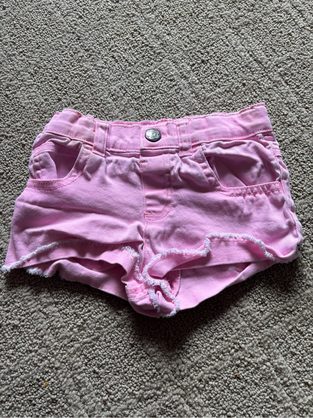 Girls Pink Raw Hem Shorts